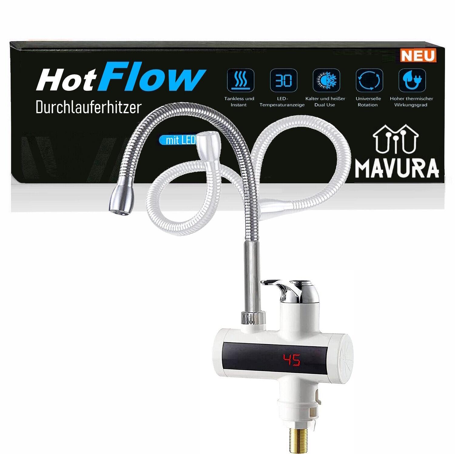 HotFlow Durchlauferhitzer elektrischer Wasserhahn Küche Bad LED Temperatur