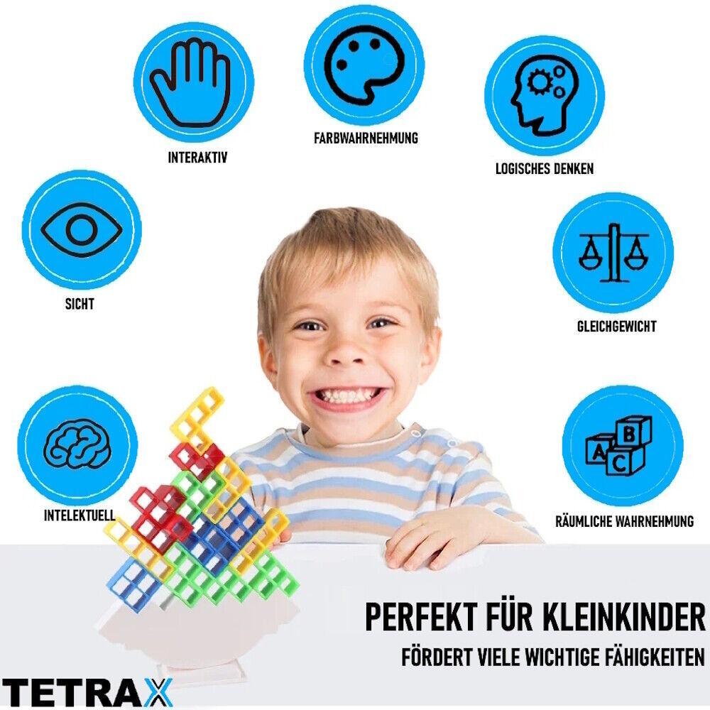 TETRAX Tower Balance Spiel Kinder Stapelspiel Turm Schaukelstapel Spielzeug 32tl