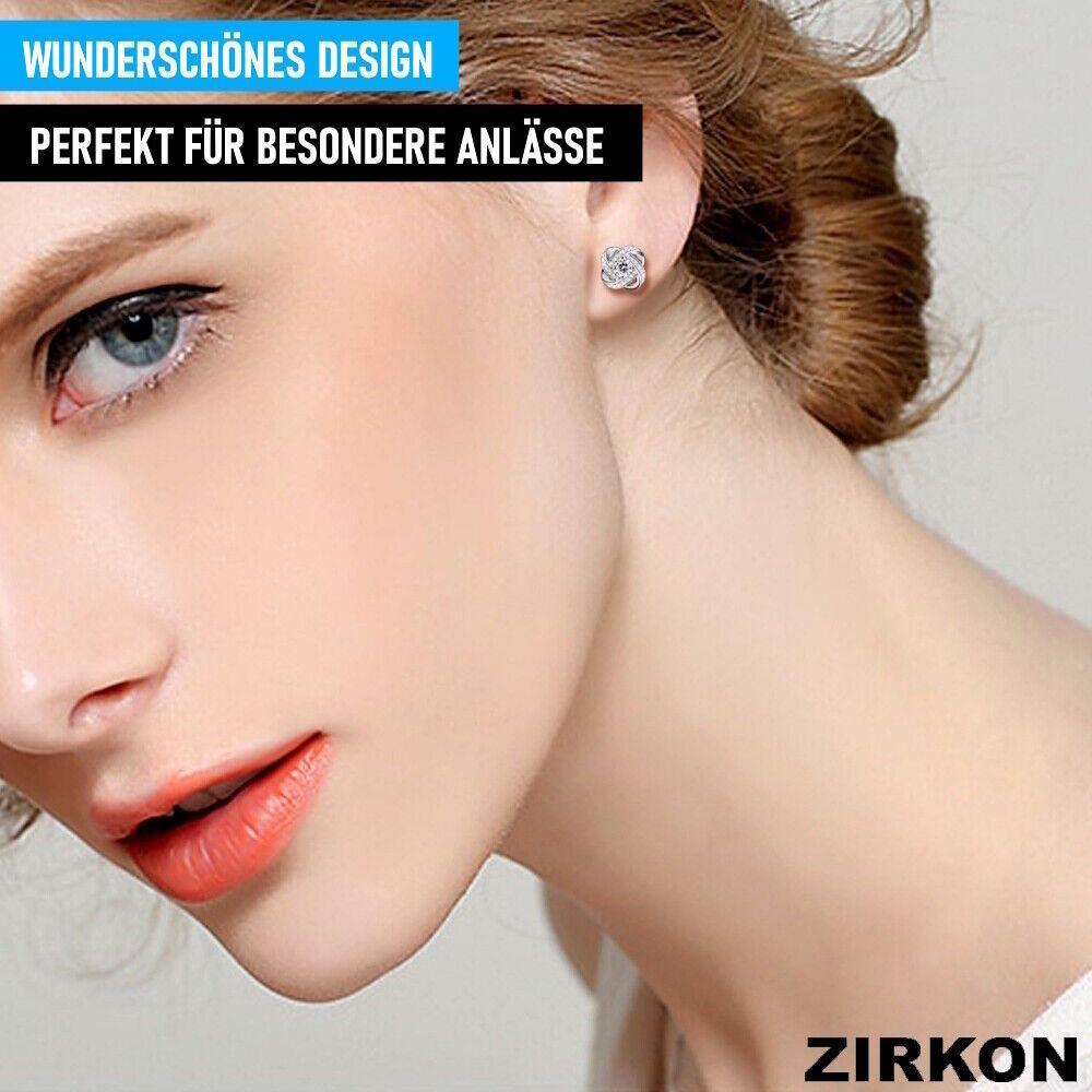 ZIRKON Ohrringe Damen Ohrstecker 925 Sterling Silber Ohrschmuck Twist Zirkonia
