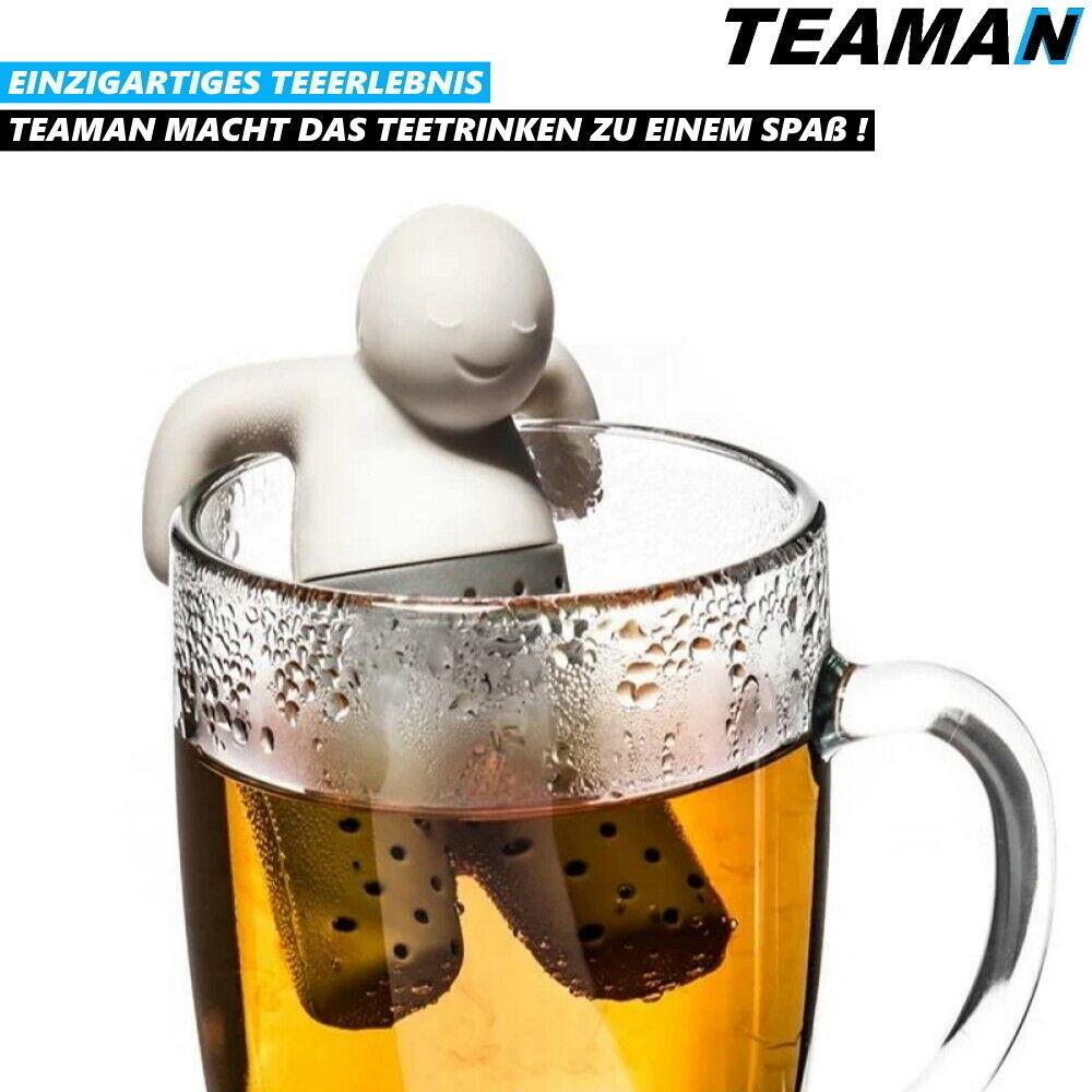 TEAMAN Teesieb Teeei Silikon Teefilter Teemännchen Teekugel Teenetz grau
