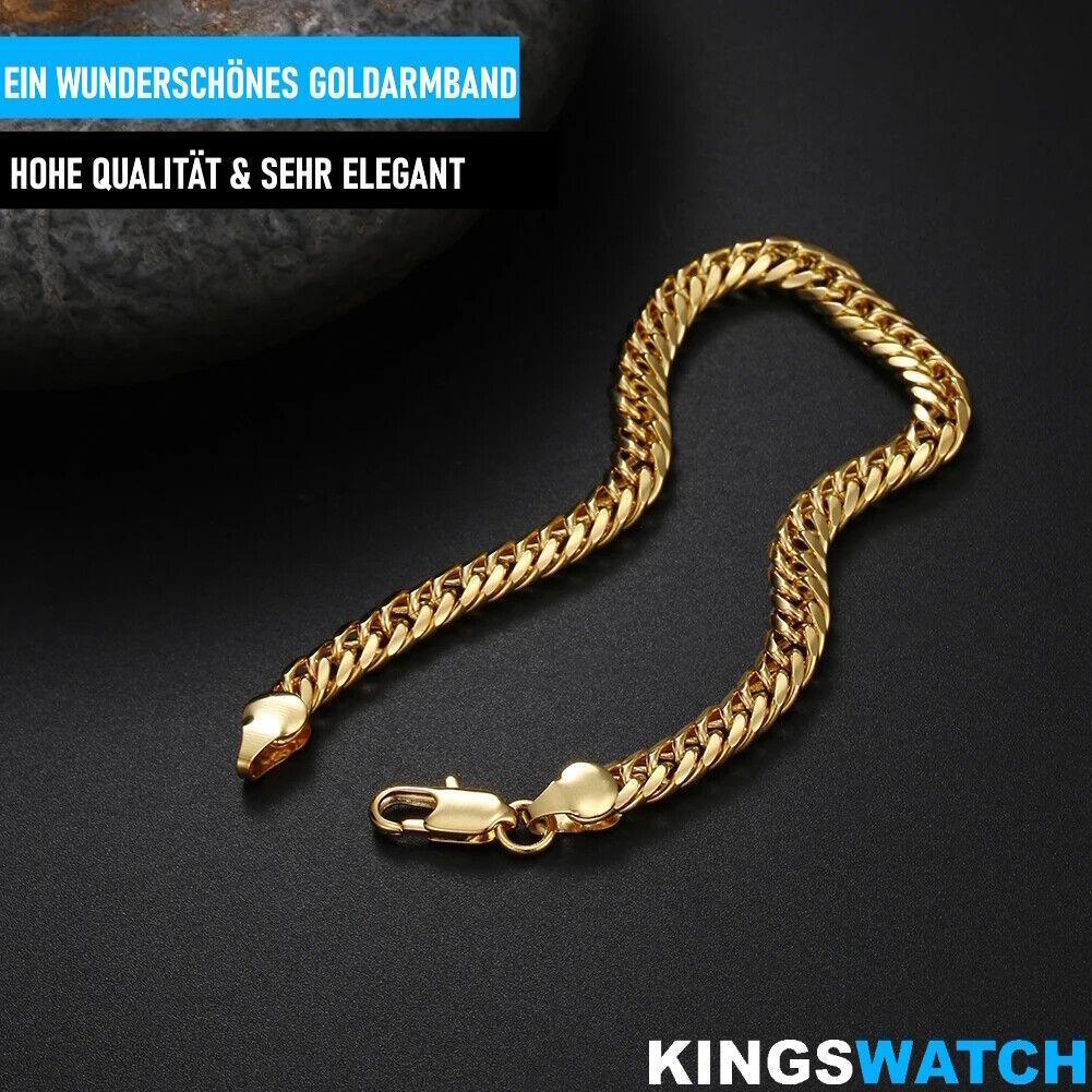 KINGSWATCH Armbanduhr Armband Set Edelstahl Herrenuhr Golduhr Goldarmband Quarz