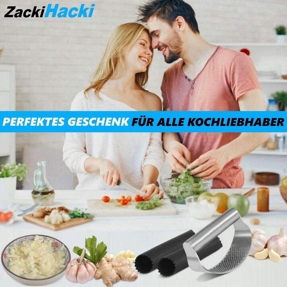 ZackiHacki Knoblauchpresse Edelstahl Knoblauchschneider Ingwer Knoblauch Crusher