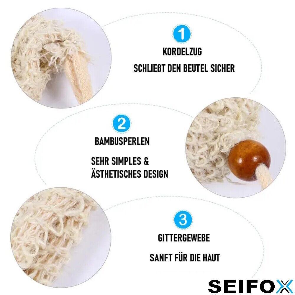SEIFOX Seifenbeutel Seifensäckchen Seifennetz Seifensack Peeling-Schwamm Netz 4x