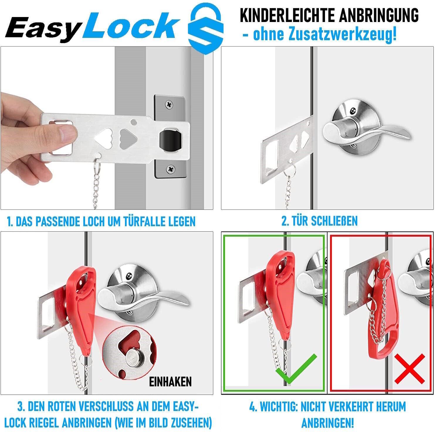 EASYLOCK Tragbares Türschloss Reiseschloss Sperrschloss Zusatzschloss mit Tasche