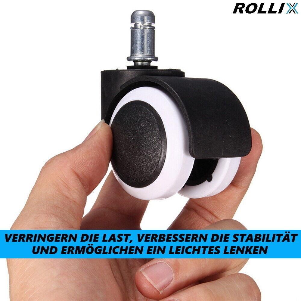 ROLLIX Bürostuhlrollen Hartbodenrollen Stuhlrollen leise & kratzfrei 11mm 5erSet