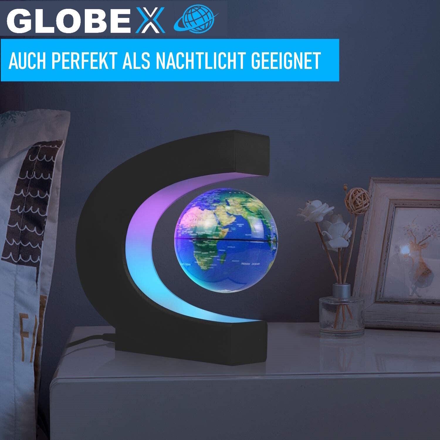 GLOBEX schwebender Globus Magnetische Weltkugel schwebend rotierend m. LED Licht