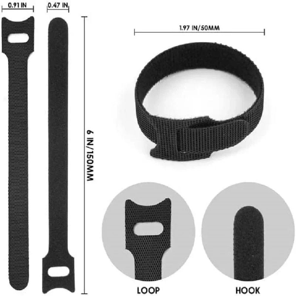 100er Set Klett Kabelbinder wiederverwendbar für Kabel Maus Kopfhörer DE.