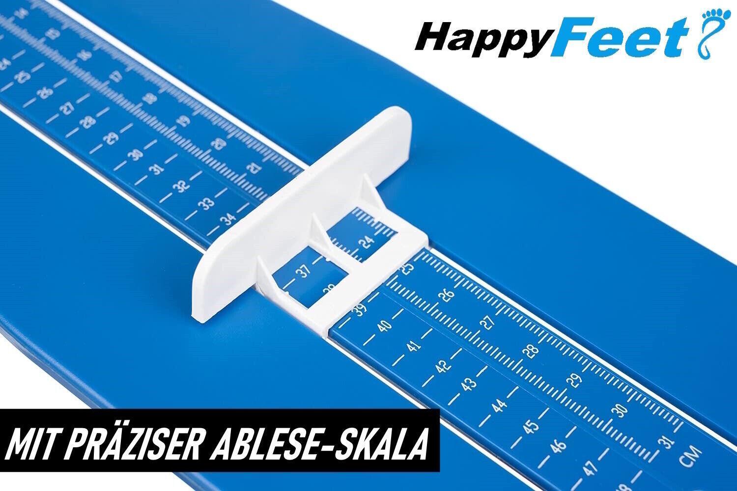 HappyFeet Fußmessgerät Fußmesser Schuhgrößentabelle für Kinder & Erwachsene