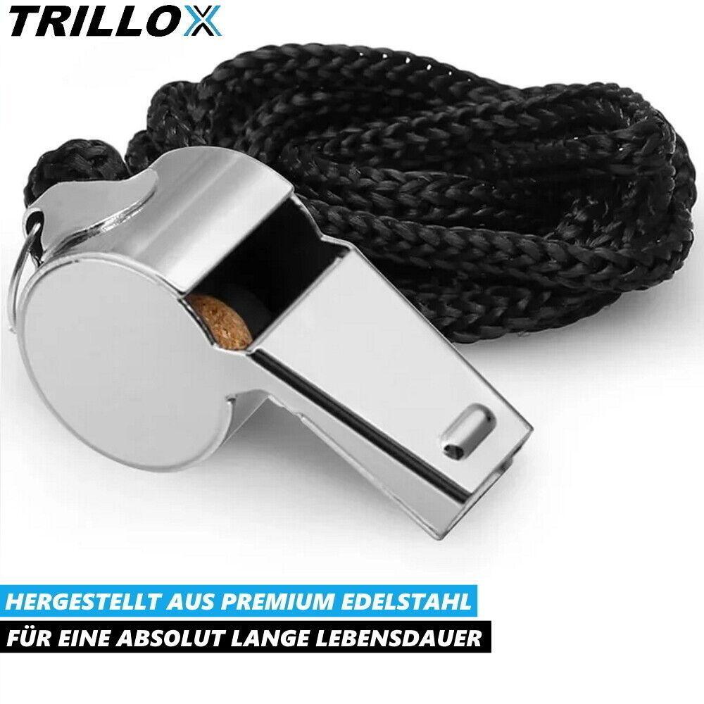 TRILLOX Trillerpfeife Set Schiedsrichterpfeife Metall Notfallpfeife Signalpfeife