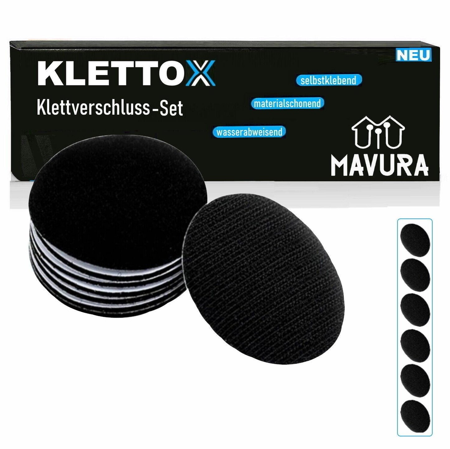 KLETTOX Klettpads Klettverschluss Klettband Klettpunkte selbstklebend rund 6er