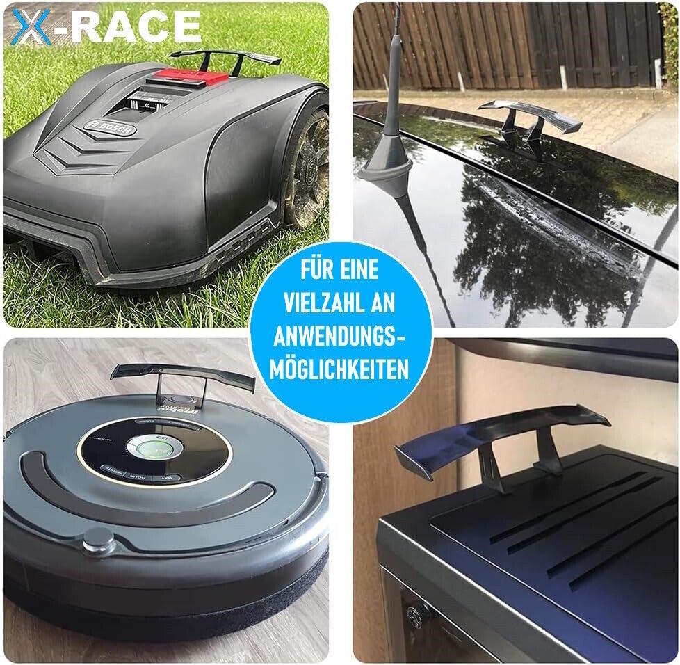 X-RACE Mini Heckspoiler Spoiler Auto Mähroboter KFZ Wings schwarz selbstklebend