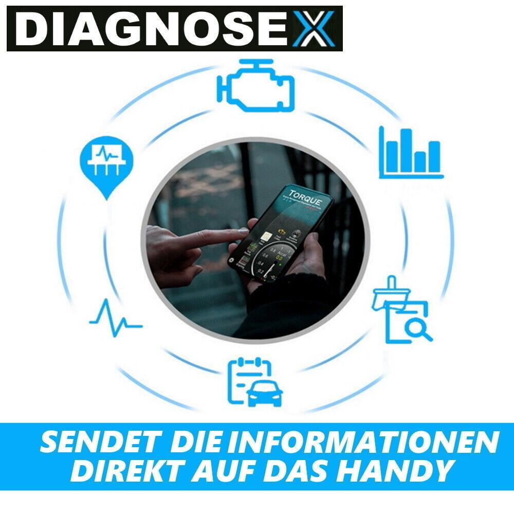 DIAGNOSEX OBD2 Diagnosegerät Bluetooth Autoscan KFZ Auto Android Handy PC