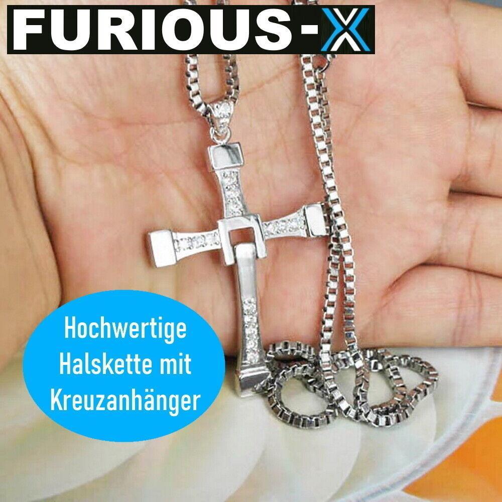 FURIOUS-X Fast Furious Vin Diesel Dominic Toretto Kreuz Hals Kette EDELSTAHL