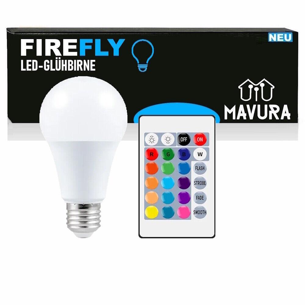 FIREFLY RGB Birne Farbwechsel Lampe Bunte LED Glühbirne Dimmbar m. Fernbedienung