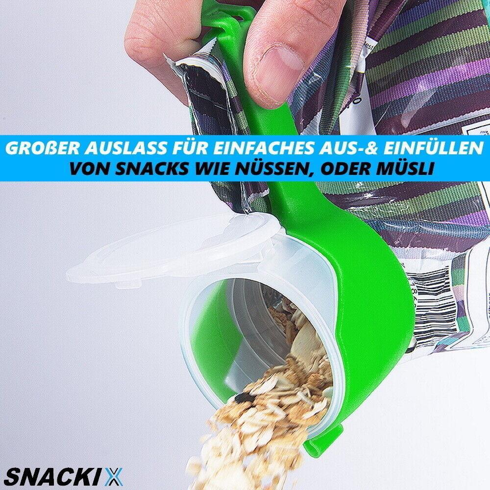 SNACKIX Tütenverschluss Ausschütter Beutelverschluss Tütenclip Klammern 4er Set