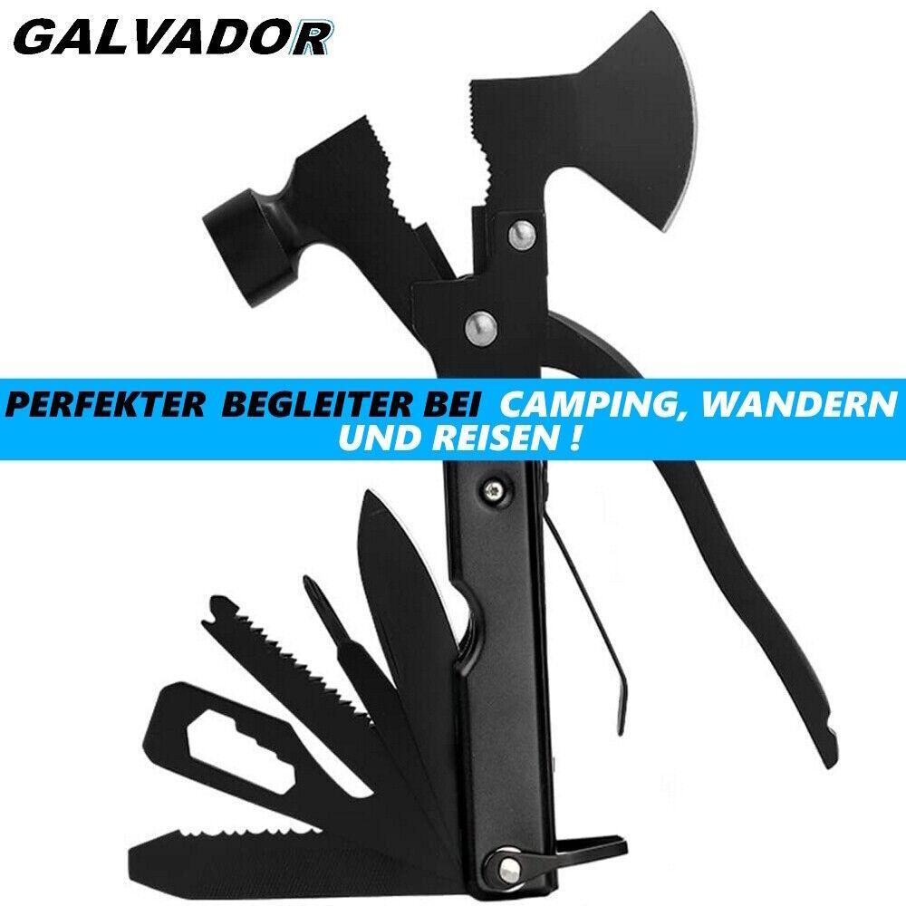 GALVADOR Multifunktionswerkzeug Axt Hammer Zange Multitool Taschenmesser 17in1