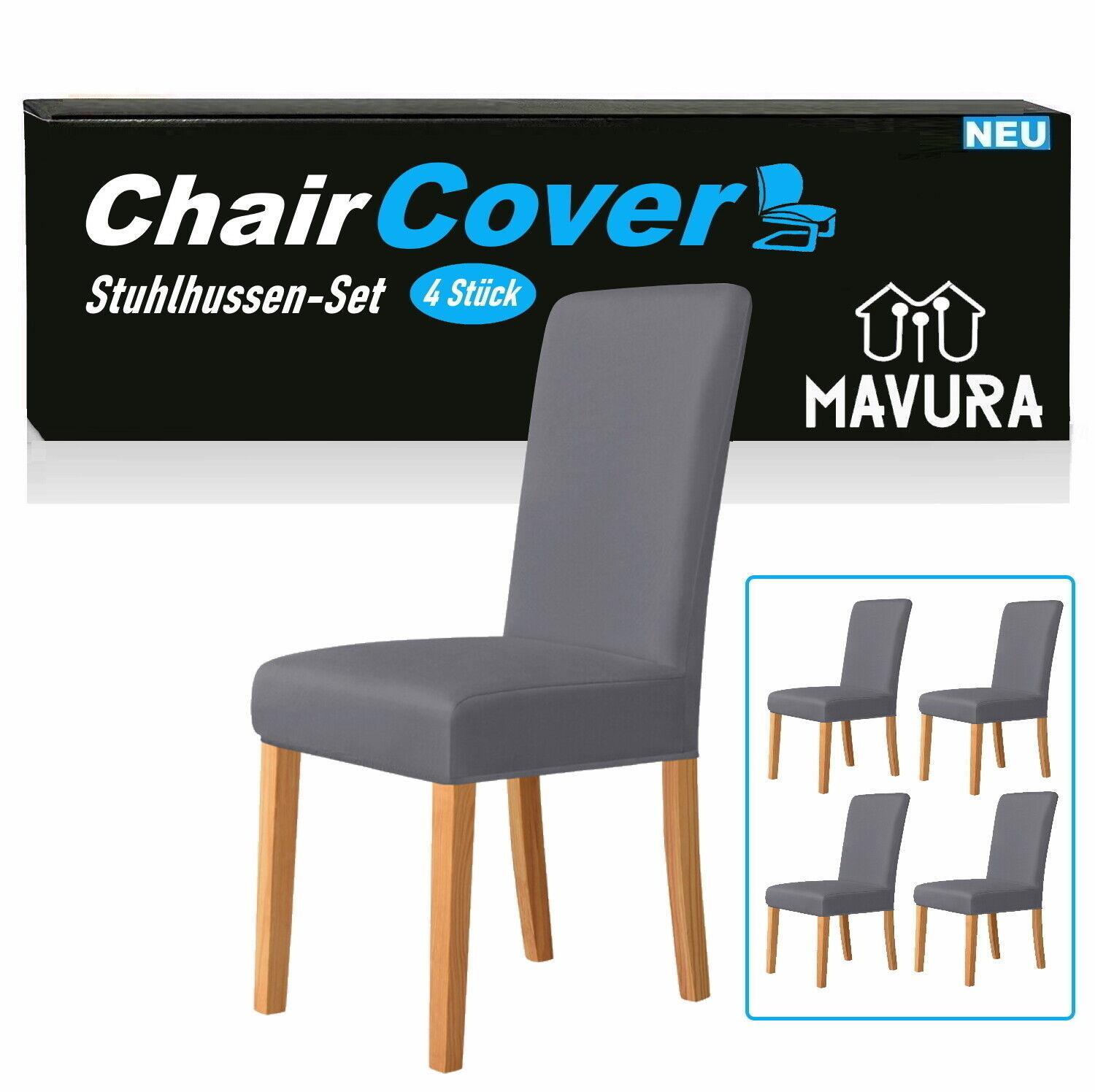 ChairCover Stuhlhussen Set Stretch Stuhlüberzug Stuhlbezug 4er Anthrazit Dehnbar