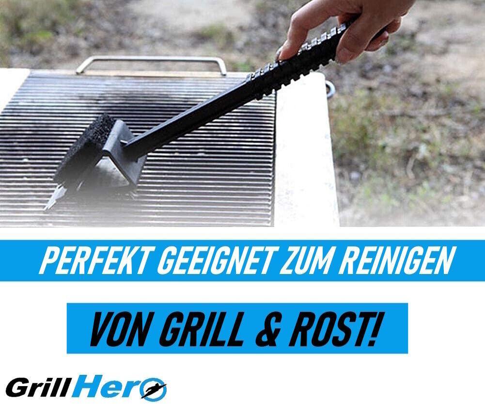 GRILLHERO 3in1 Grillreinigungsbürste Profi Grillbürste Grill Grillrost rostfrei