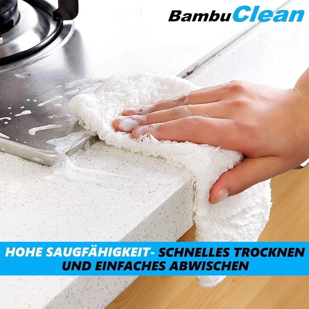 BambuClean Bambustücher Premium Bambus Mikrofasertücher Kristall Allzweck 95%