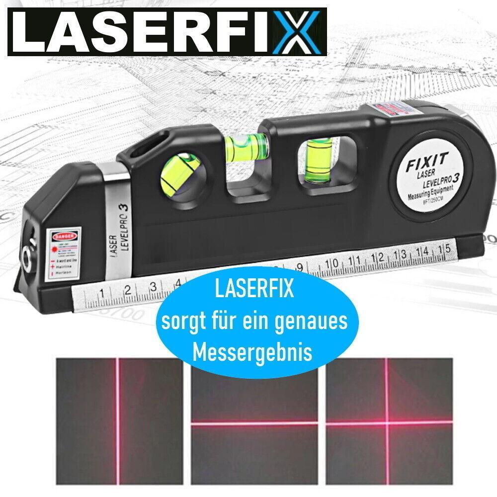 LASERFIX Laser Wasserwaage 4in1 Lasermessgerät Kreuzlinienlaser Entfernungsmesse
