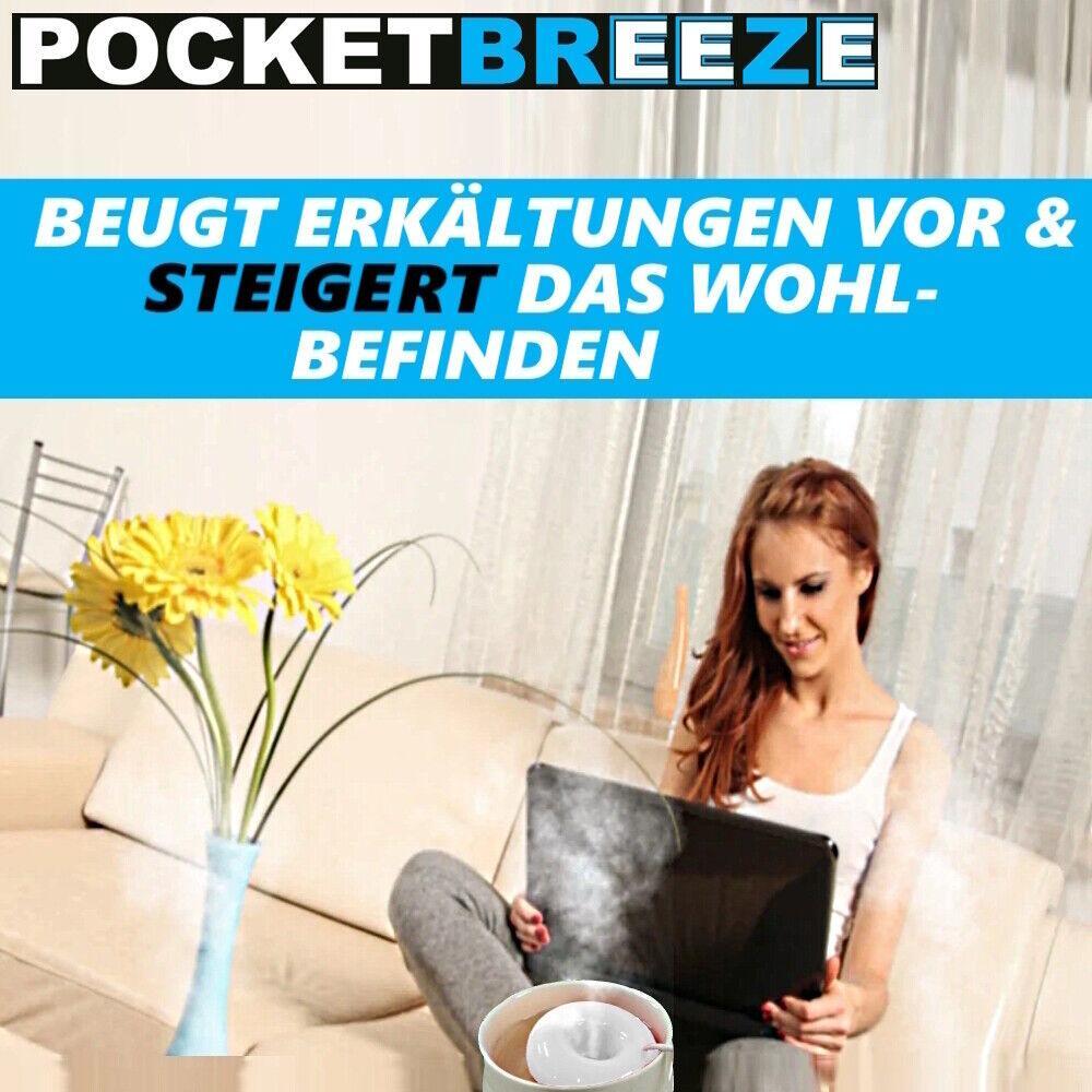POCKETBREEZE USB Mini Luftbefeuchter Diffuser Ultraschall-Vernebler Humidifier