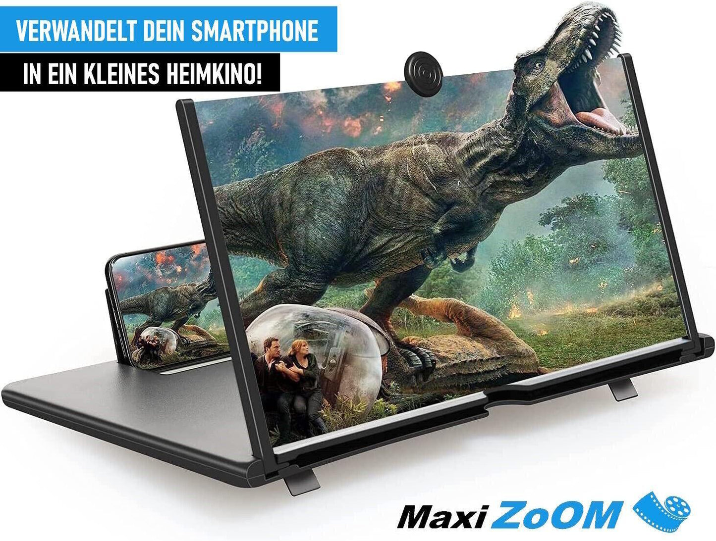 MAXIZOOM Handy 3D Bildschirm Lupe Smartphone Vergrößerungslupe Projektor 12"