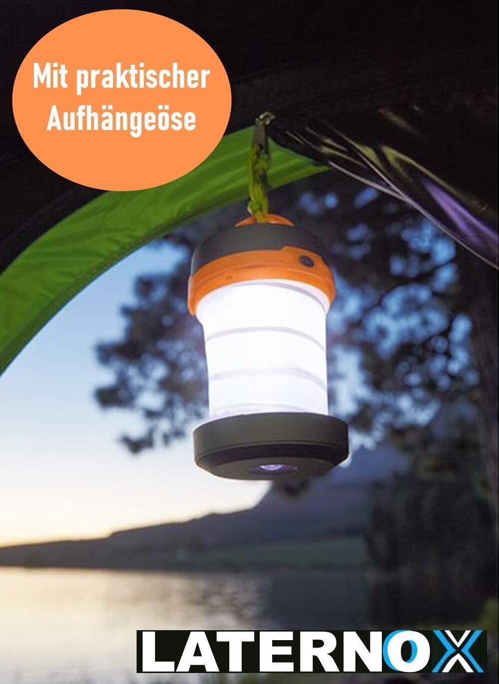 LATERNOX LED Camping Laterne Batterie Tischlampe Hängelampe Zeltlampe wetterfest