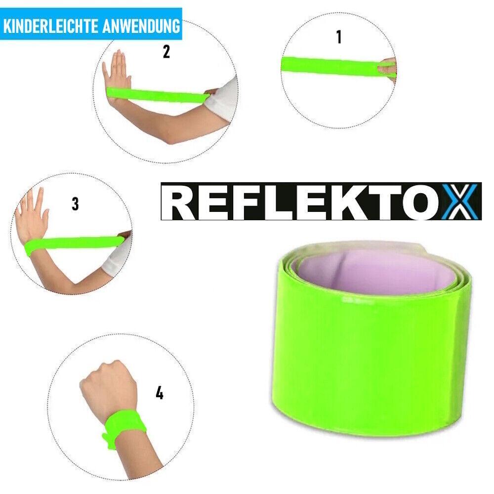 REFLEKTOX Schnapparmband Reflektorband Klatscharmband Slap Leuchtarmband 10er