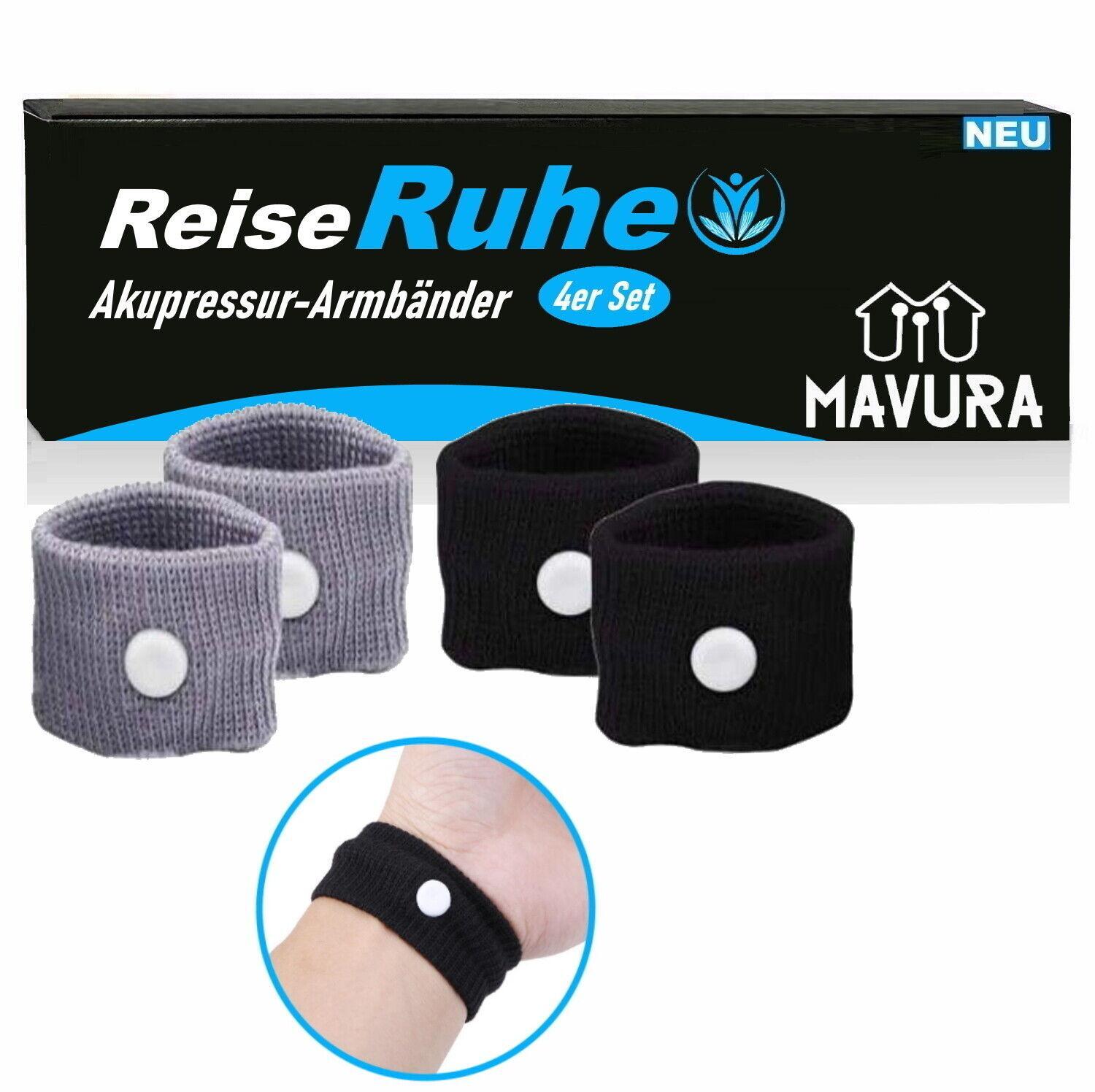 ReiseRuhe Akupressur Armband Übelkeit Unwohlsein Armbänder Band Sea Wohlfühl 4er