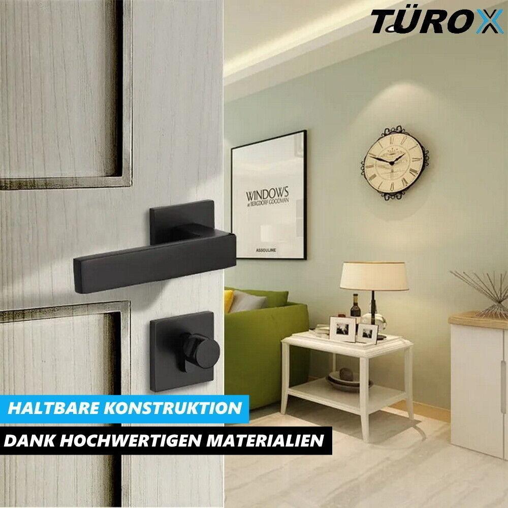 TÜROX Türgriff Set Türklinke Türdrücker Türbeschlag Rosettengarnitur schwarz
