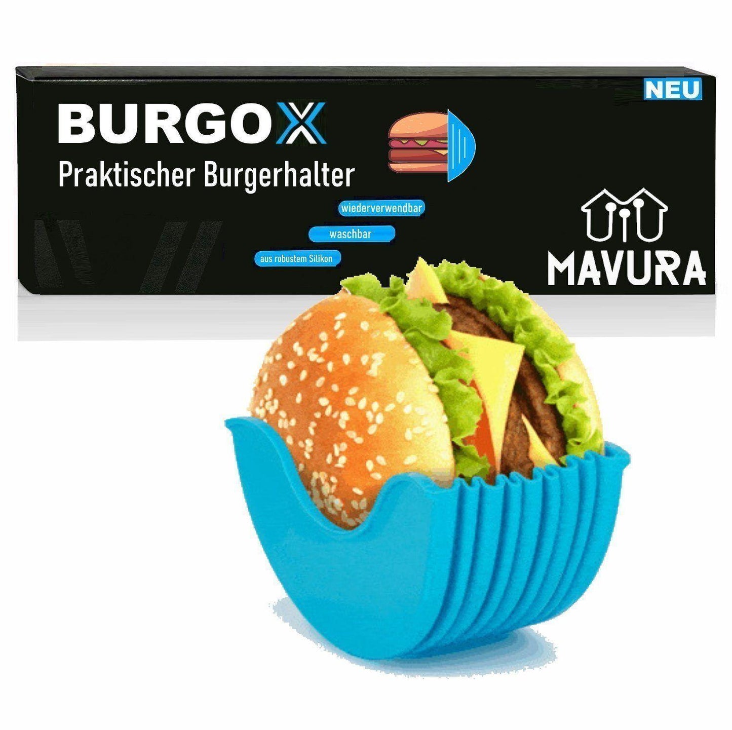 BURGOX Burgerhalter Sandwich Hamburger Bagle Donut Berliner Halter Silikon