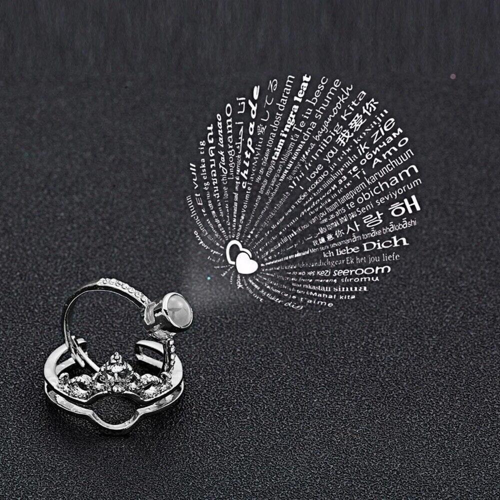 Damenring Liebe Ring Valentinstag Geschenk Ich Liebe Dich 100 Sprachen silber