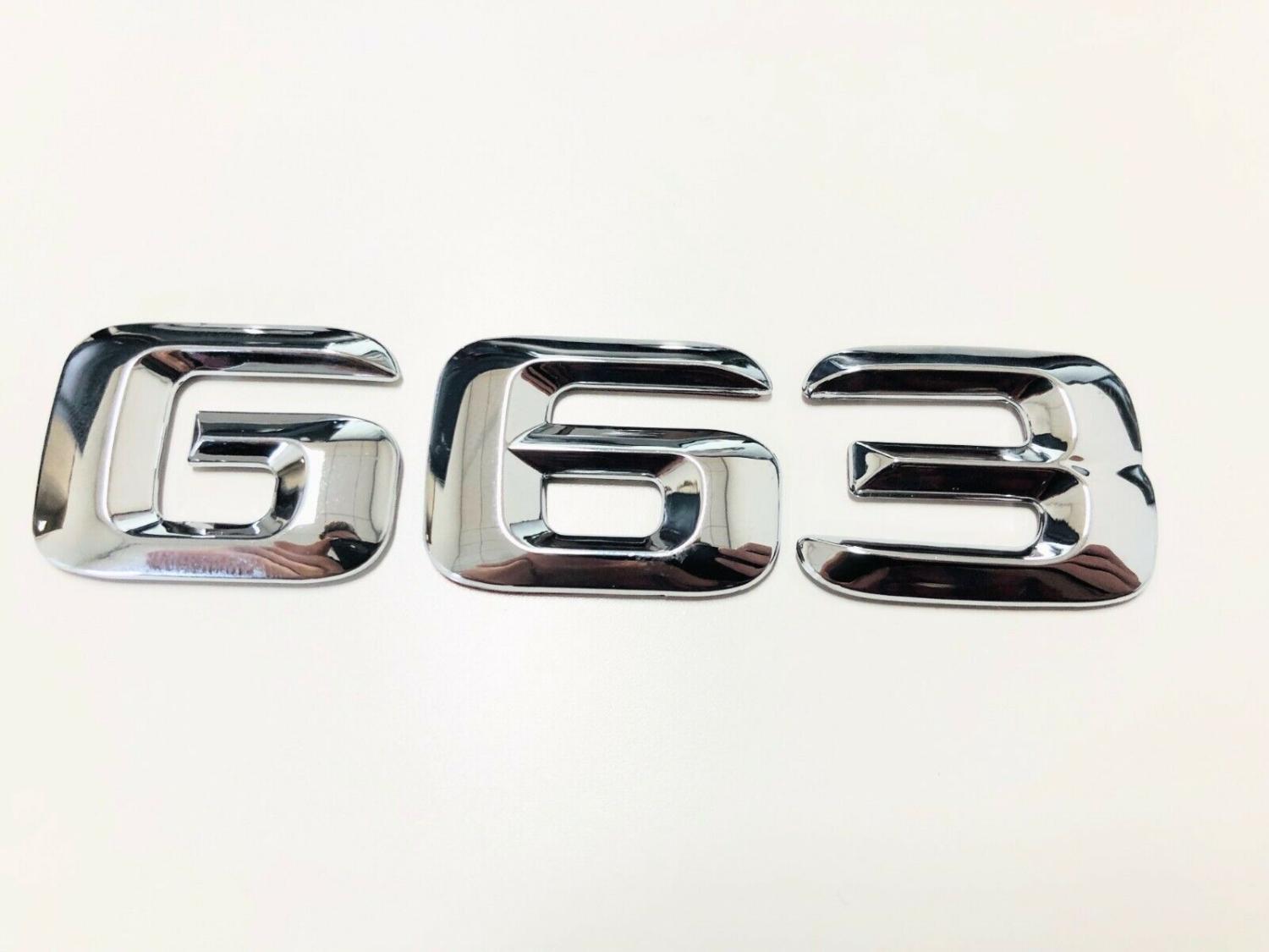G63 Schriftzug G 63 Emblem Mercedes-Benz Aufkleber Chrom Silber AMG
