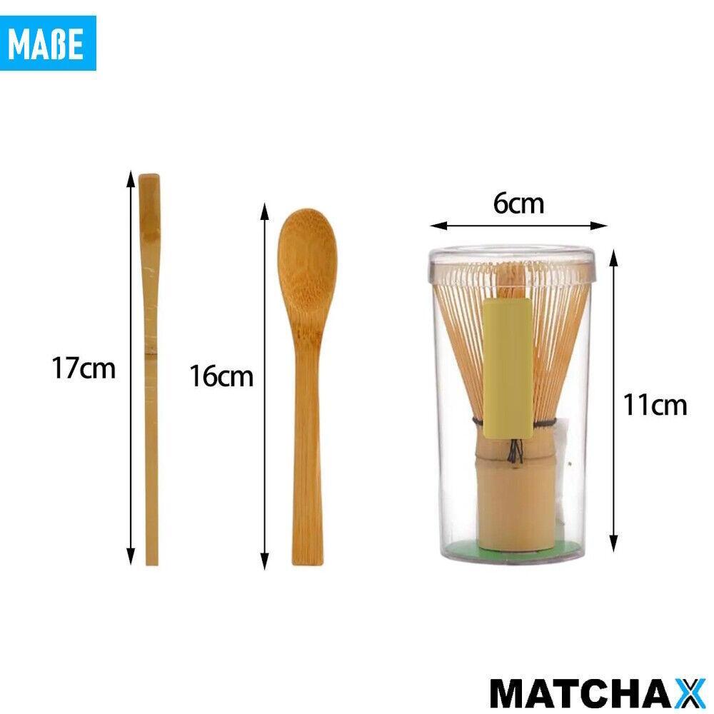 MATCHAX Matcha Besen Set Bambusbesen Chasen Teelöffel Chashaku Teezeremonie 3tlg