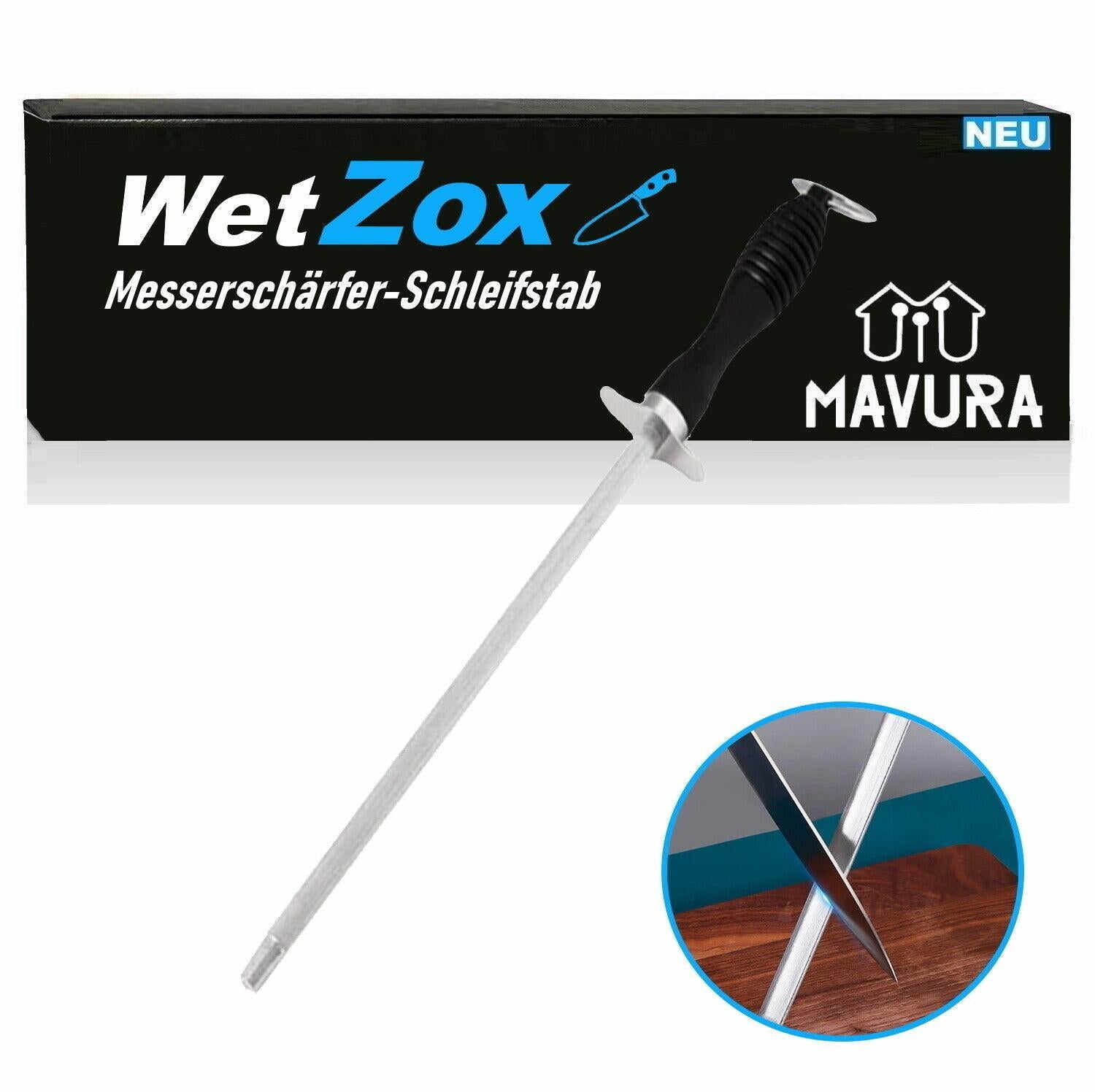 WETZOX Wetzstahl Messerschleifer Wetzstab Messerschärfer Schleifstab dick 29cm