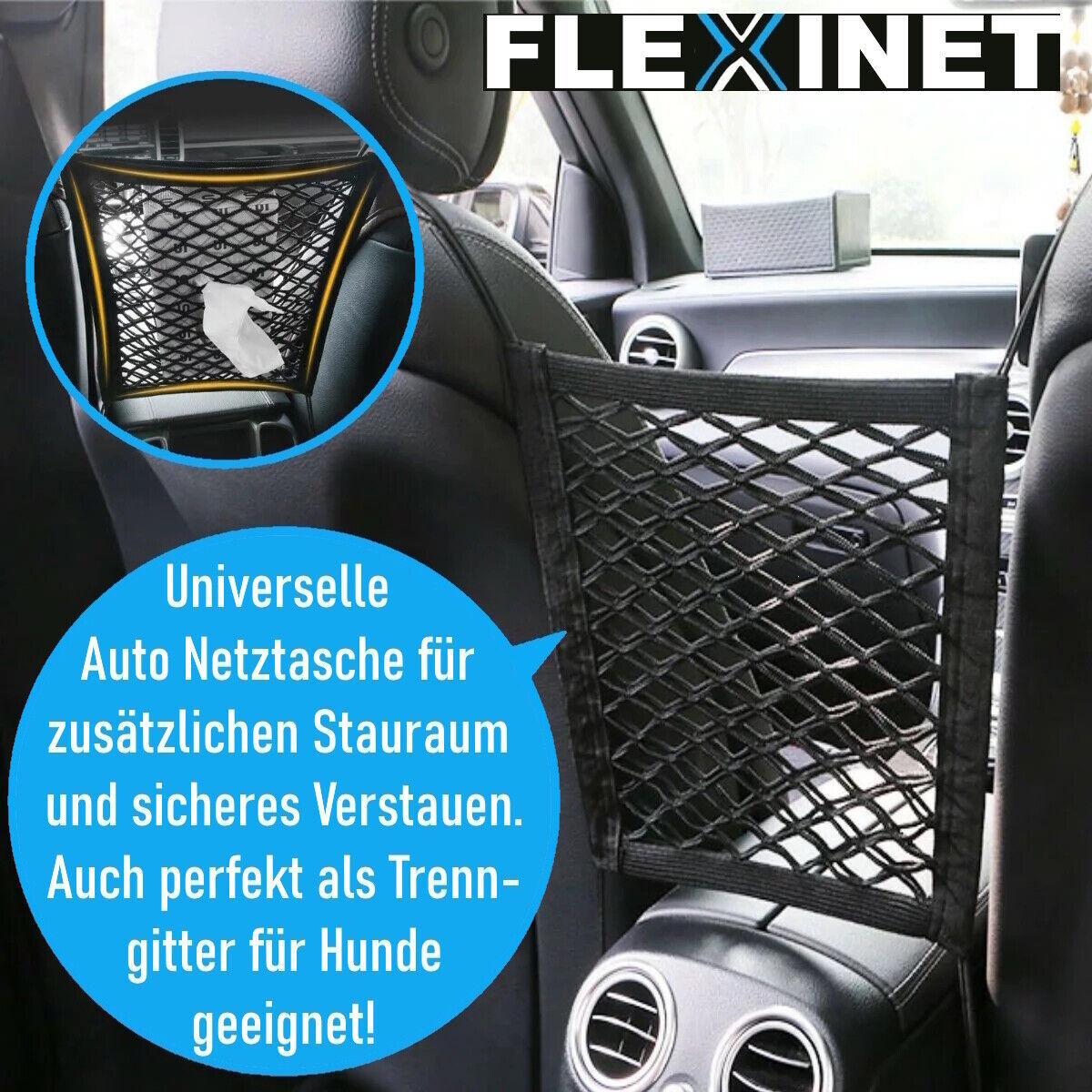 FLEXINET Auto Netztasche Ablage Netz Organizer Schutznetz Trenngitter Hund PKW