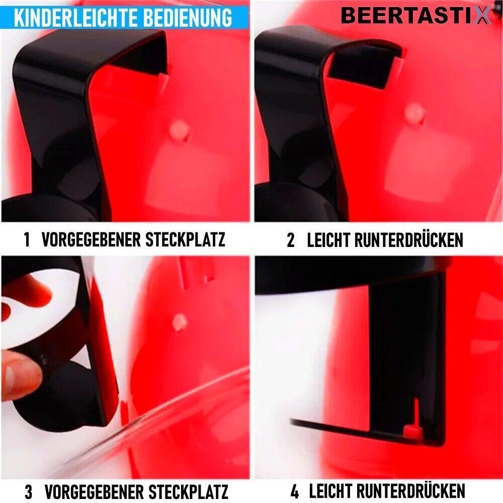 BEERTASTIX Trinkhelm Bierhelm Getränkehalter Getränkehelm Saufhelm Party Helm
