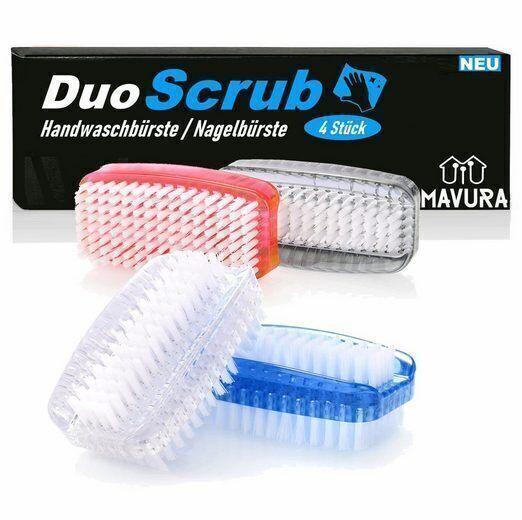 DuoScrub Handwaschbürste Handbürste Nagelbürste Waschbürste Kunststoff [4er Set]