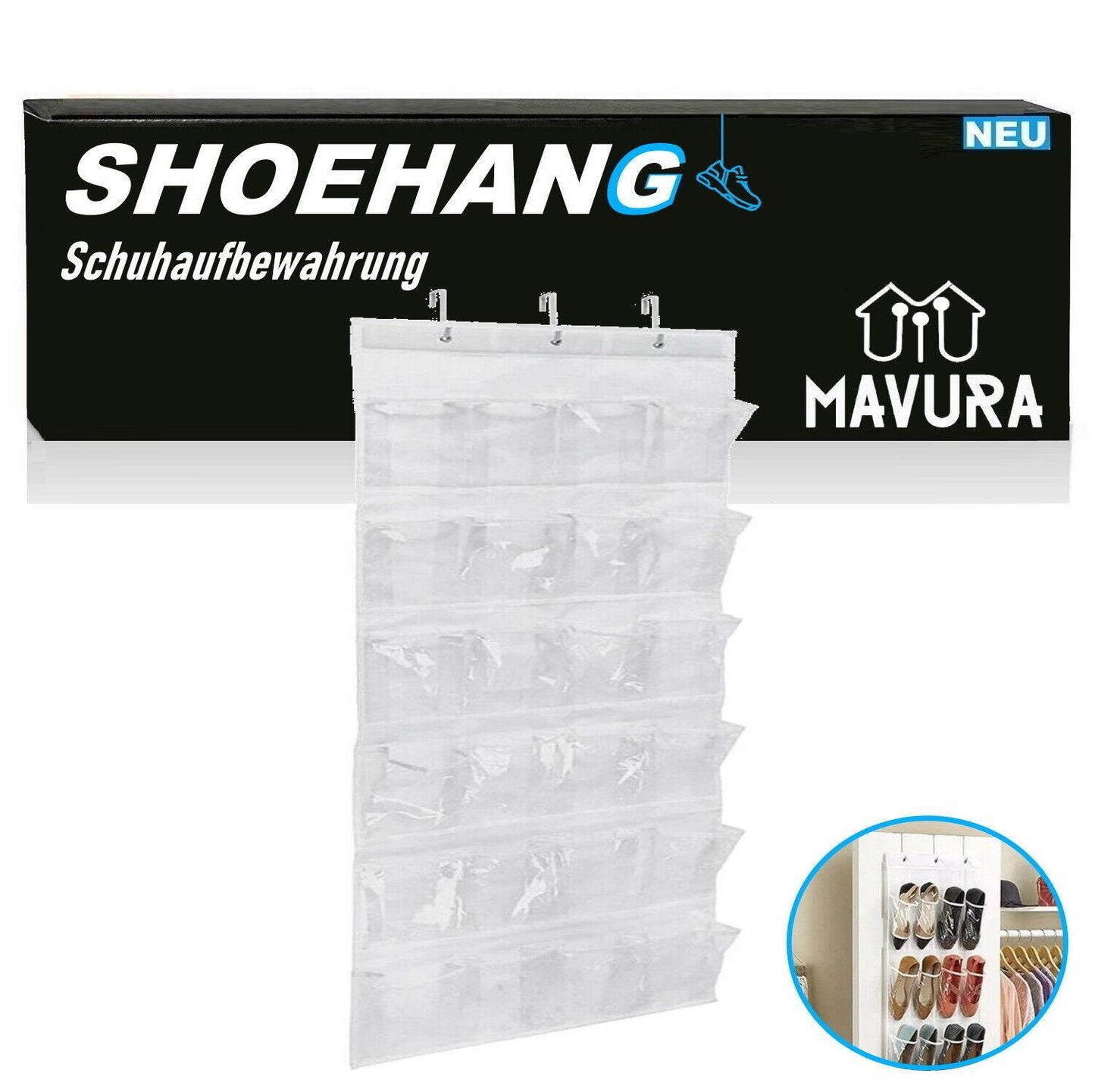 SHOEHANG Aufbewahrung Hängeregal Organizer Schuh Halter Regal Tür 24 Fächer