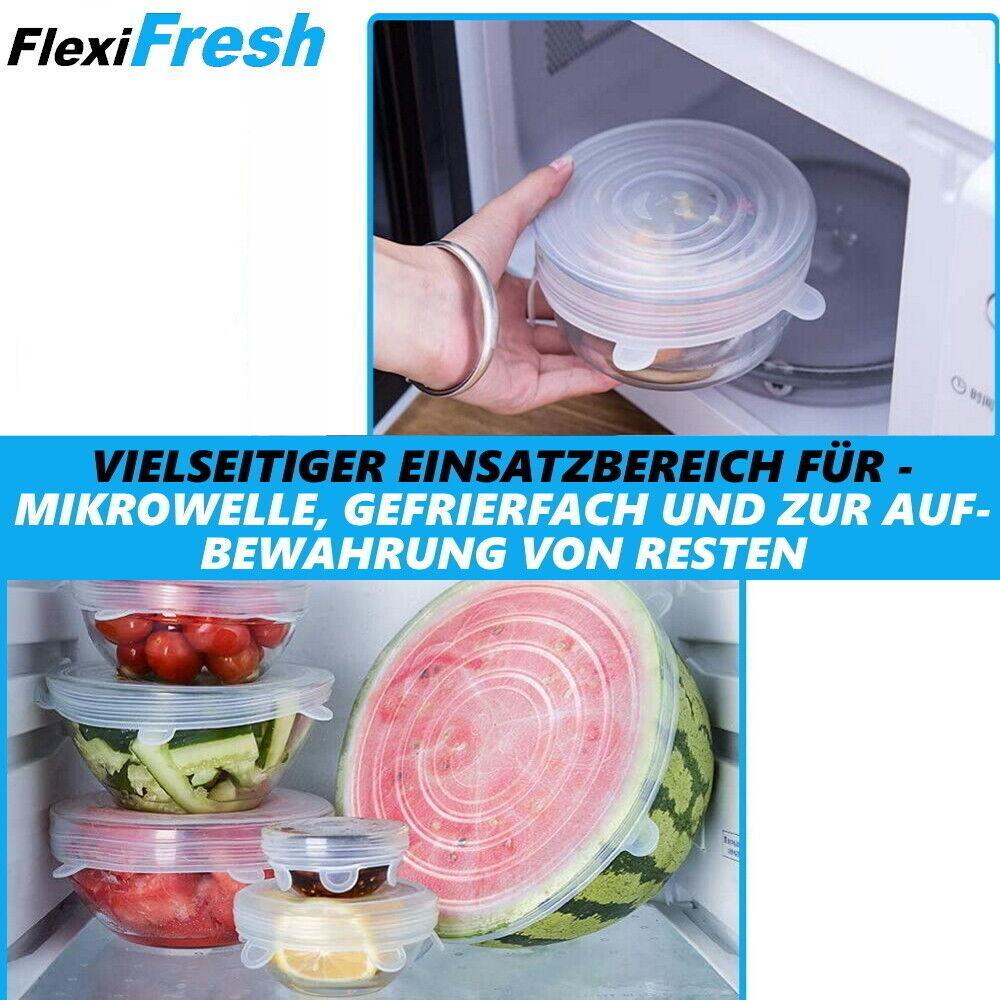 FlexiFresh Silikon Deckel Frischhalte Universal dehnbar Wiederverwendbar 6er Set
