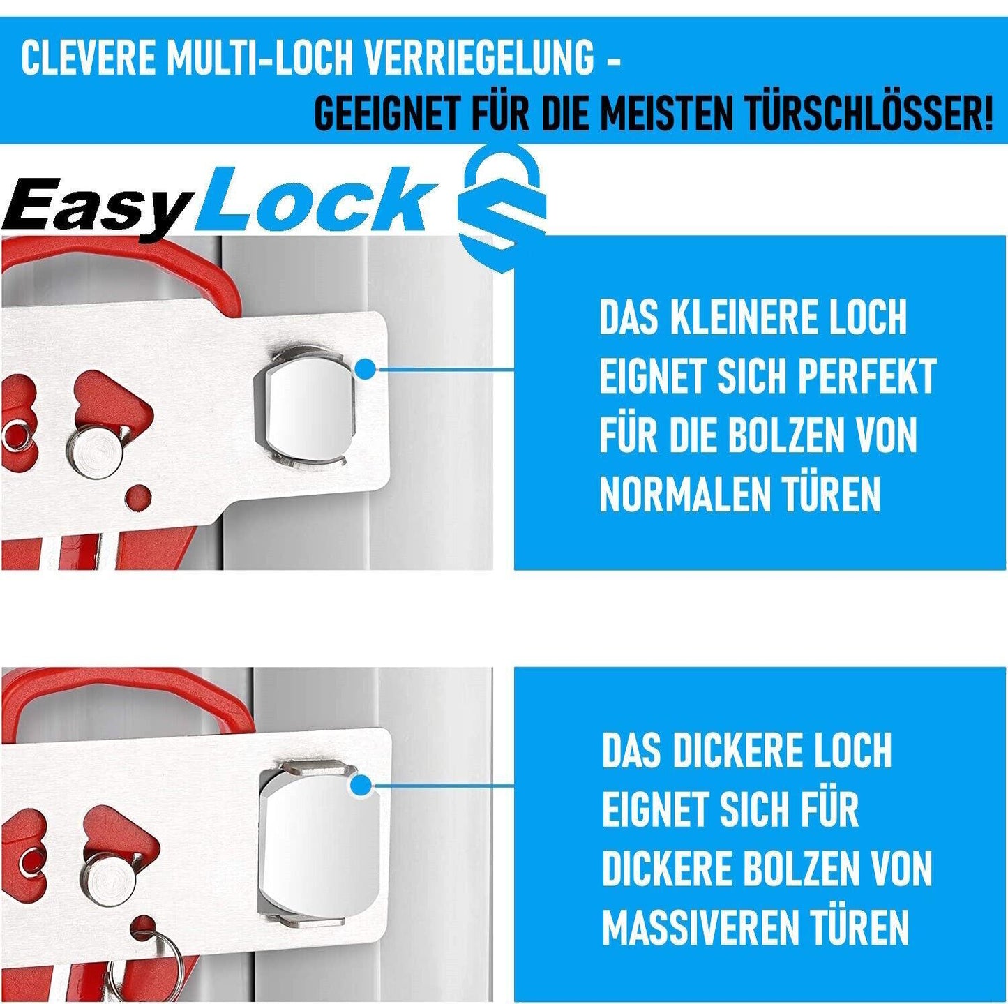 EASYLOCK Tragbares Türschloss Reiseschloss Sperrschloss Zusatzschloss mit Tasche
