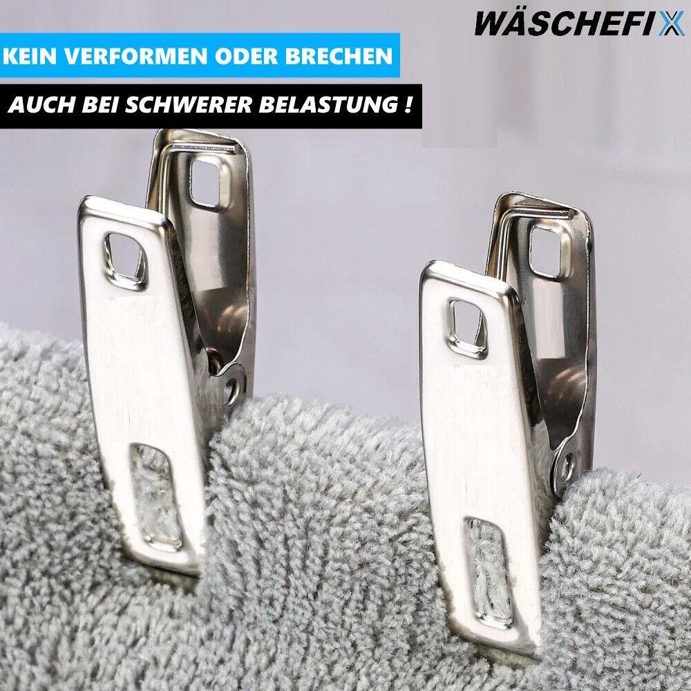 WÄSCHEFIX Edelstahl Wäscheklammern Set Edelstahlklammern Handtuchklemmen Wäsche