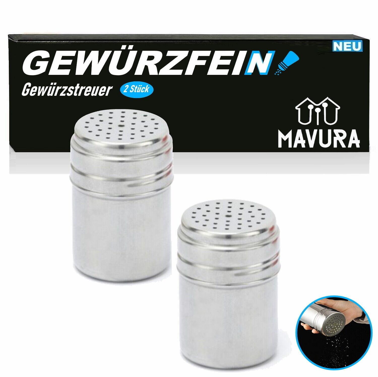 GEWÜRZFEIN Gewürzstreuer Edelstahl Pfeffer Kakao Zucker Gewürz Streuer [2Stk]
