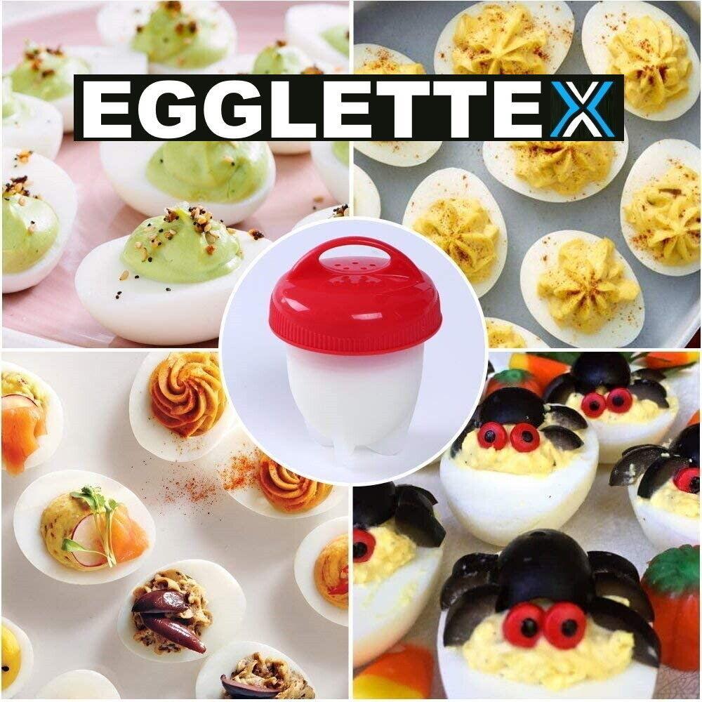EGGLETTEX Eierkocher ohne Schale Eierbecher Silikon Eierform Egglettes [6er Set]