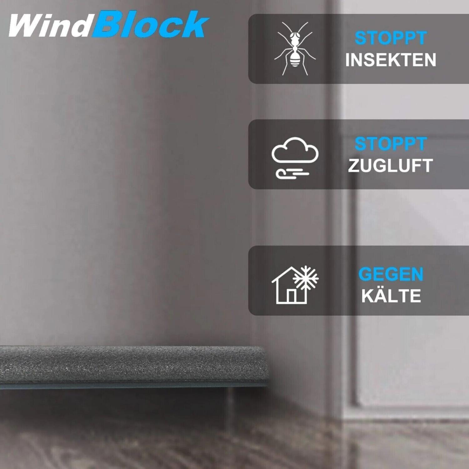 WINDBLOCK Zugluftstopper Türbodendichtung Windstopper Dichtung Isolierung 2erSet