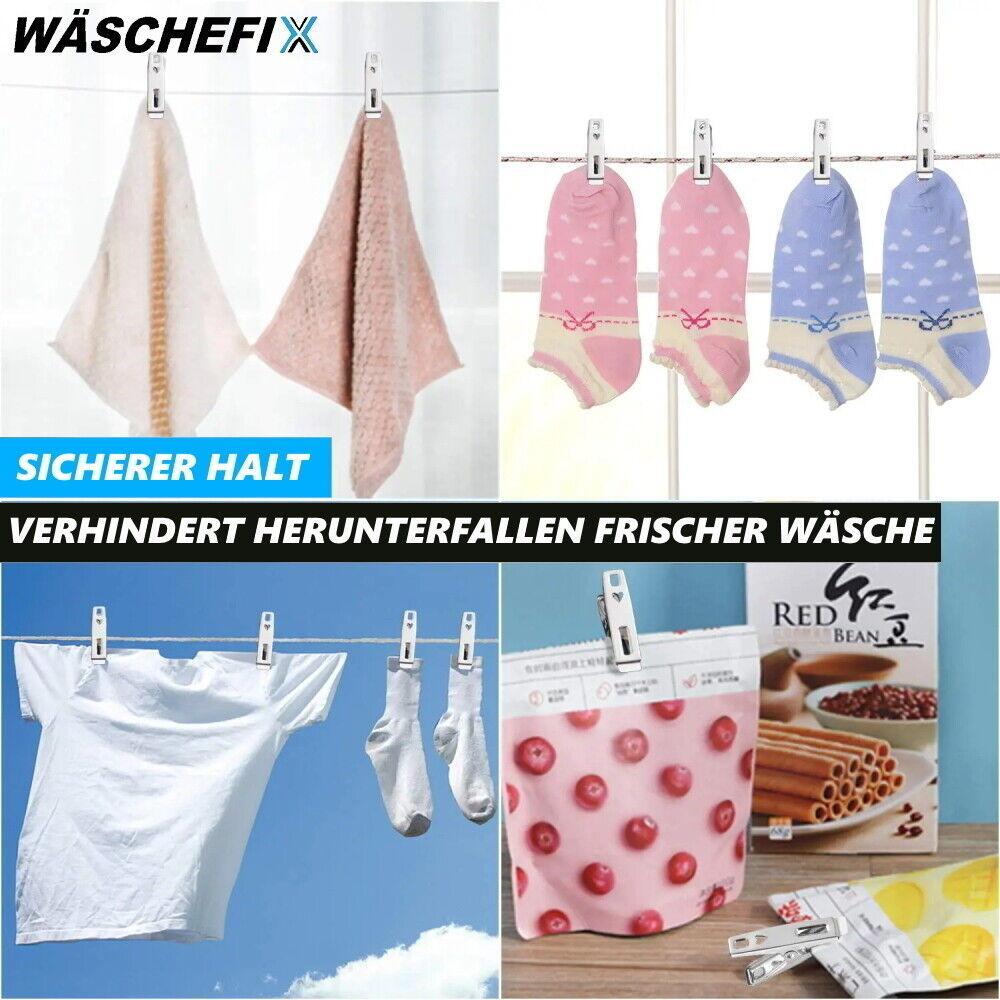 WÄSCHEFIX Edelstahl Wäscheklammern Set Edelstahlklammern Handtuchklemmen Wäsche
