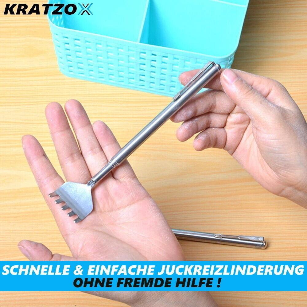 KRATZOX Rückenkratzer hochwertiger Edelstahl Teleskop ausziehbar bis 68cm [2er]