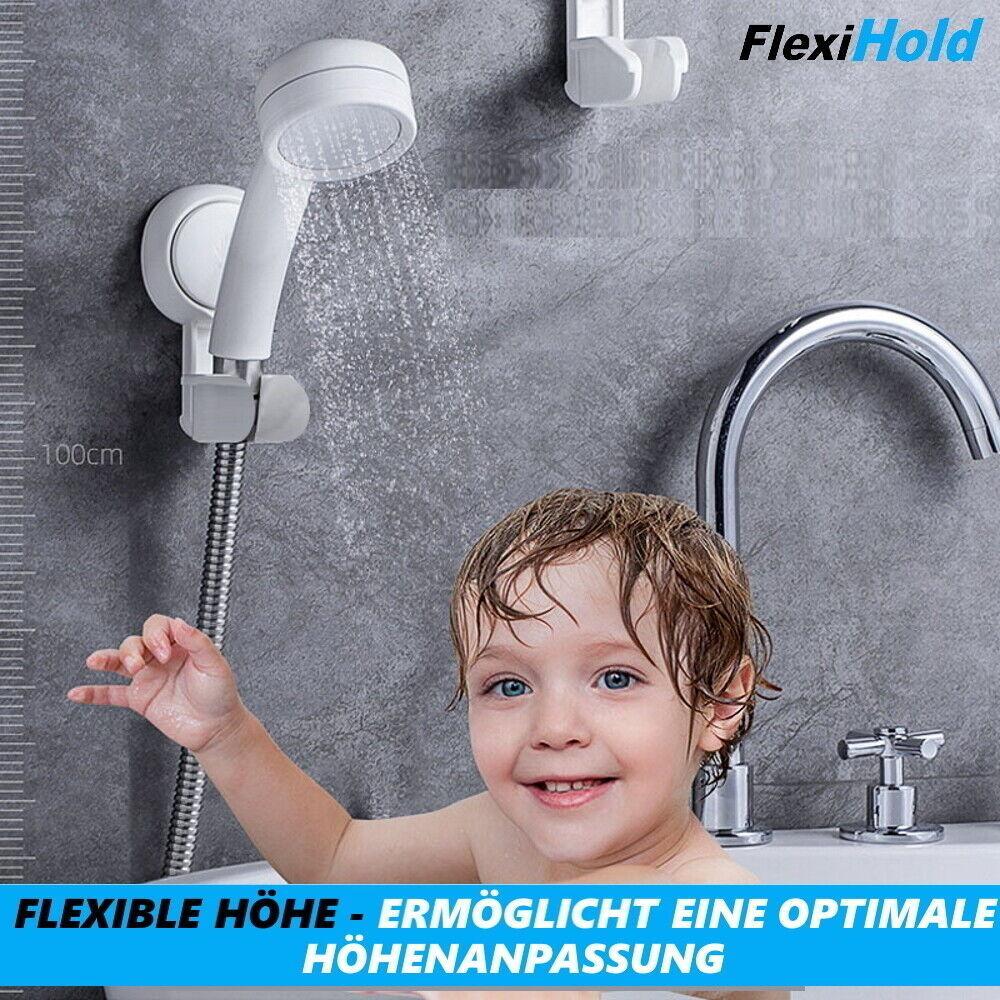 FLEXIHOLD Duschkopfhalter mit Saugnapf 360° drehbar Brause Halterung ohne Bohren