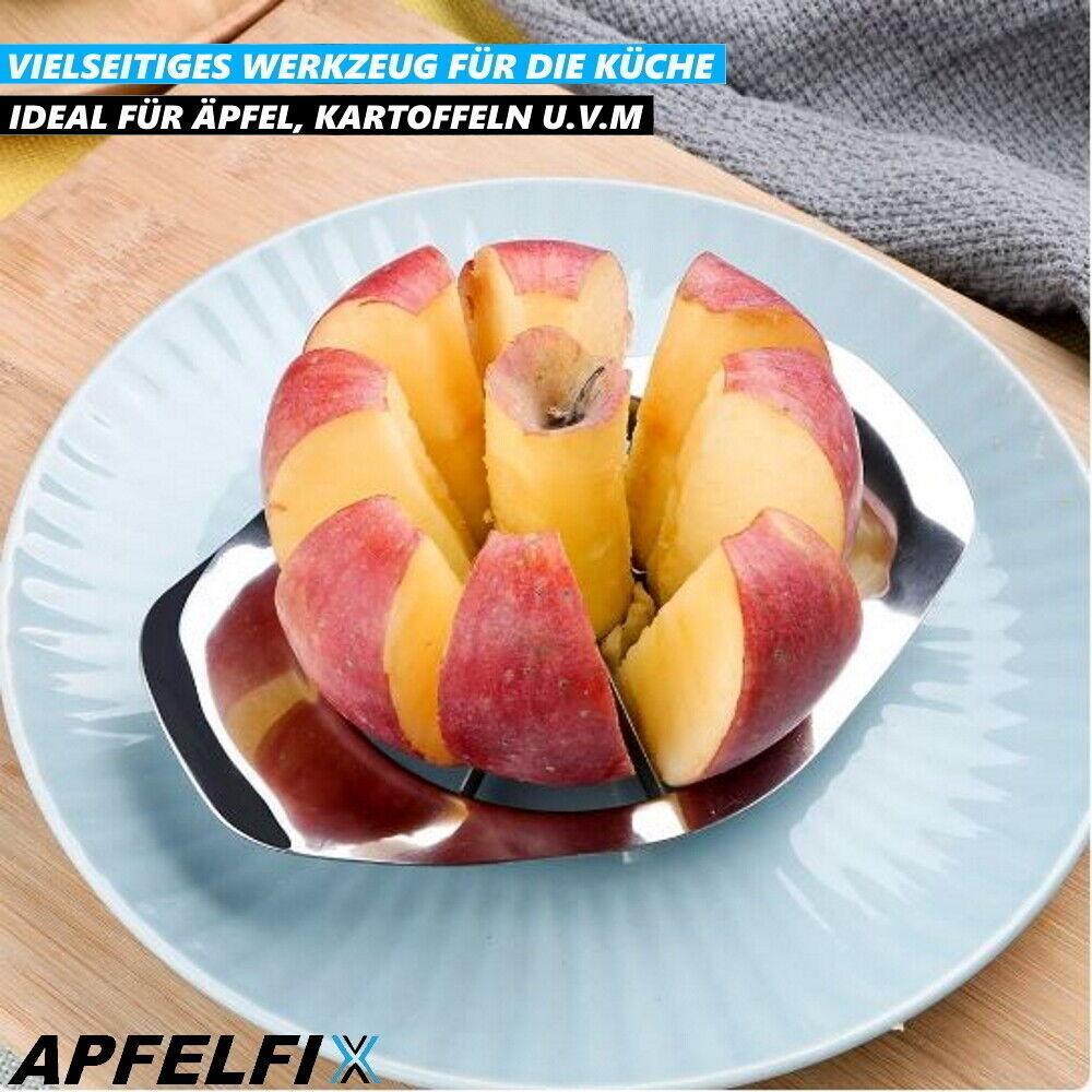 APFELFIX Edelstahl Apfelteiler Apfelschneider Birnenteiler Obstteiler Entkerner