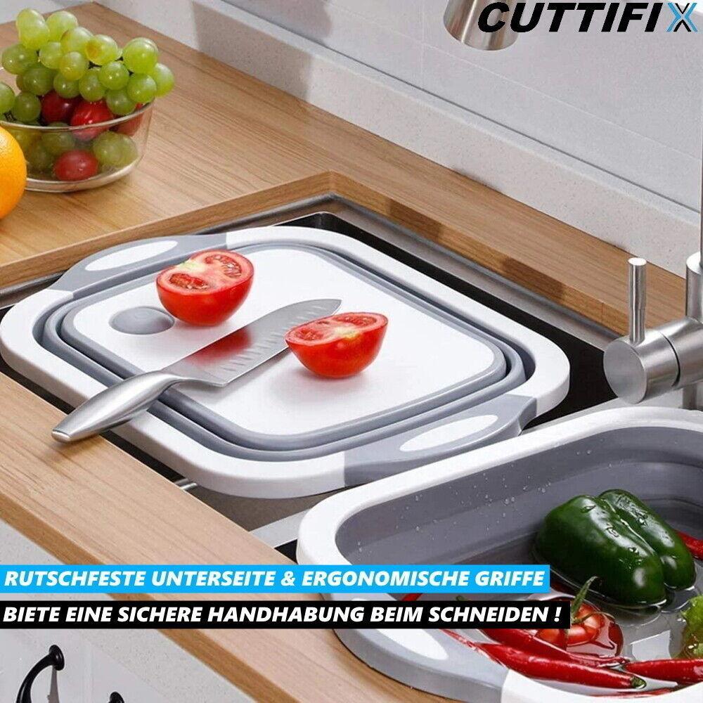 CUTTIFIX Schneidebrett Multifunktionales Faltbares Sieb Gemüse Korb Faltschüssel